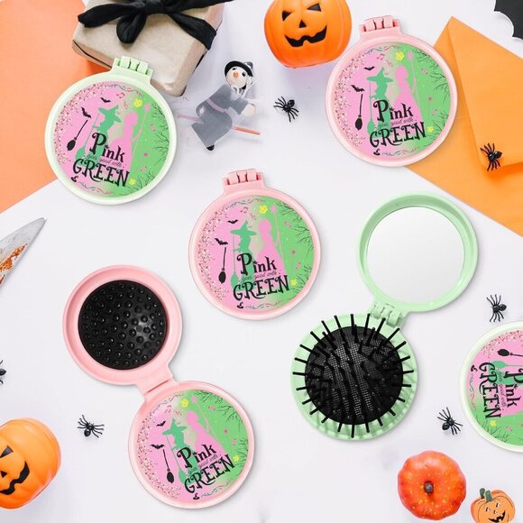 12Pcs Witch Princess Hair Brush Set with Mirror Pink Green Kids Party Gifts
